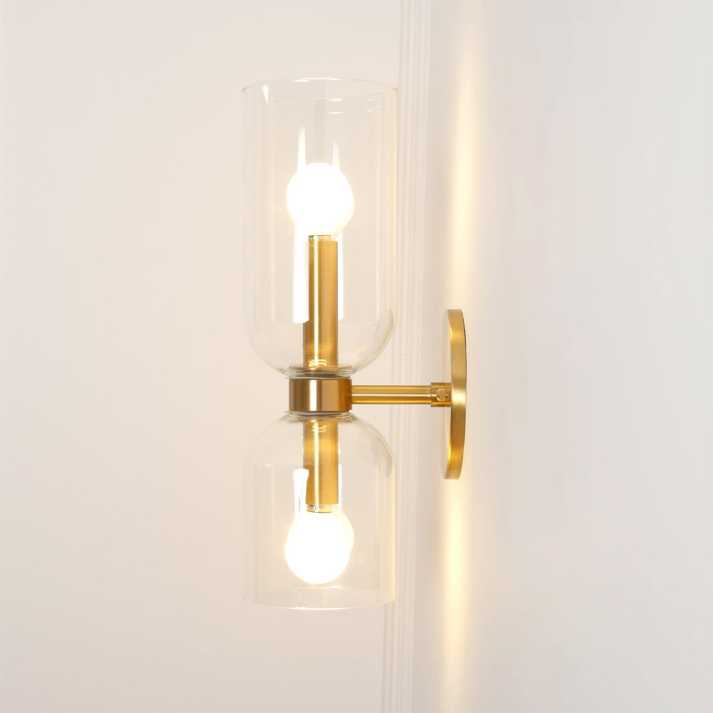 Edie Gold & Black Wall Lamp with Opal Glass
