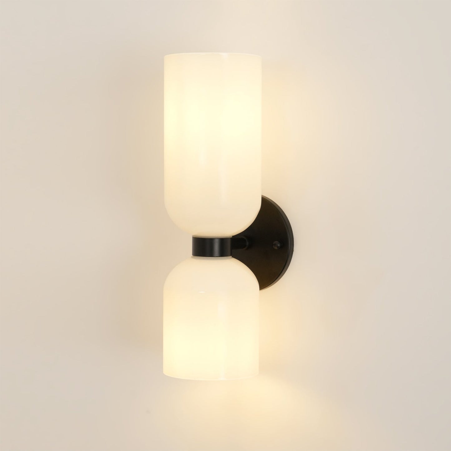 Edie Gold & Black Wall Lamp with Opal Glass