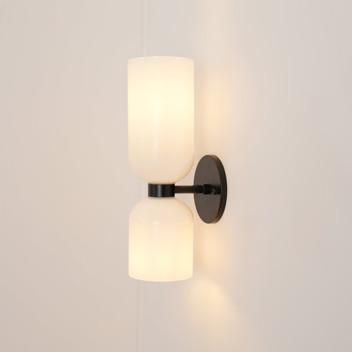 Edie Gold & Black Wall Lamp with Opal Glass