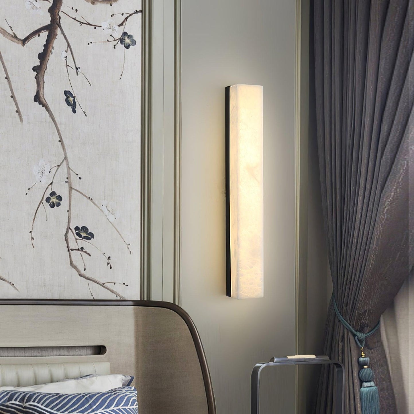 Emerson Marble Brass Wall Lamp – Adjustable Height LED Light