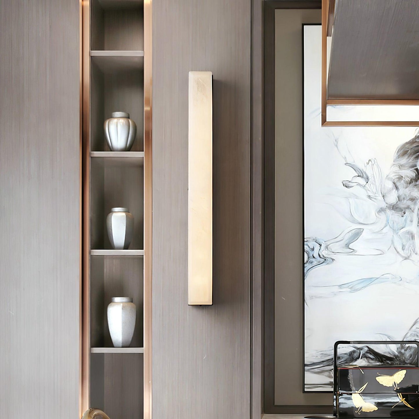 Emerson Marble Brass Wall Lamp – Adjustable Height LED Light