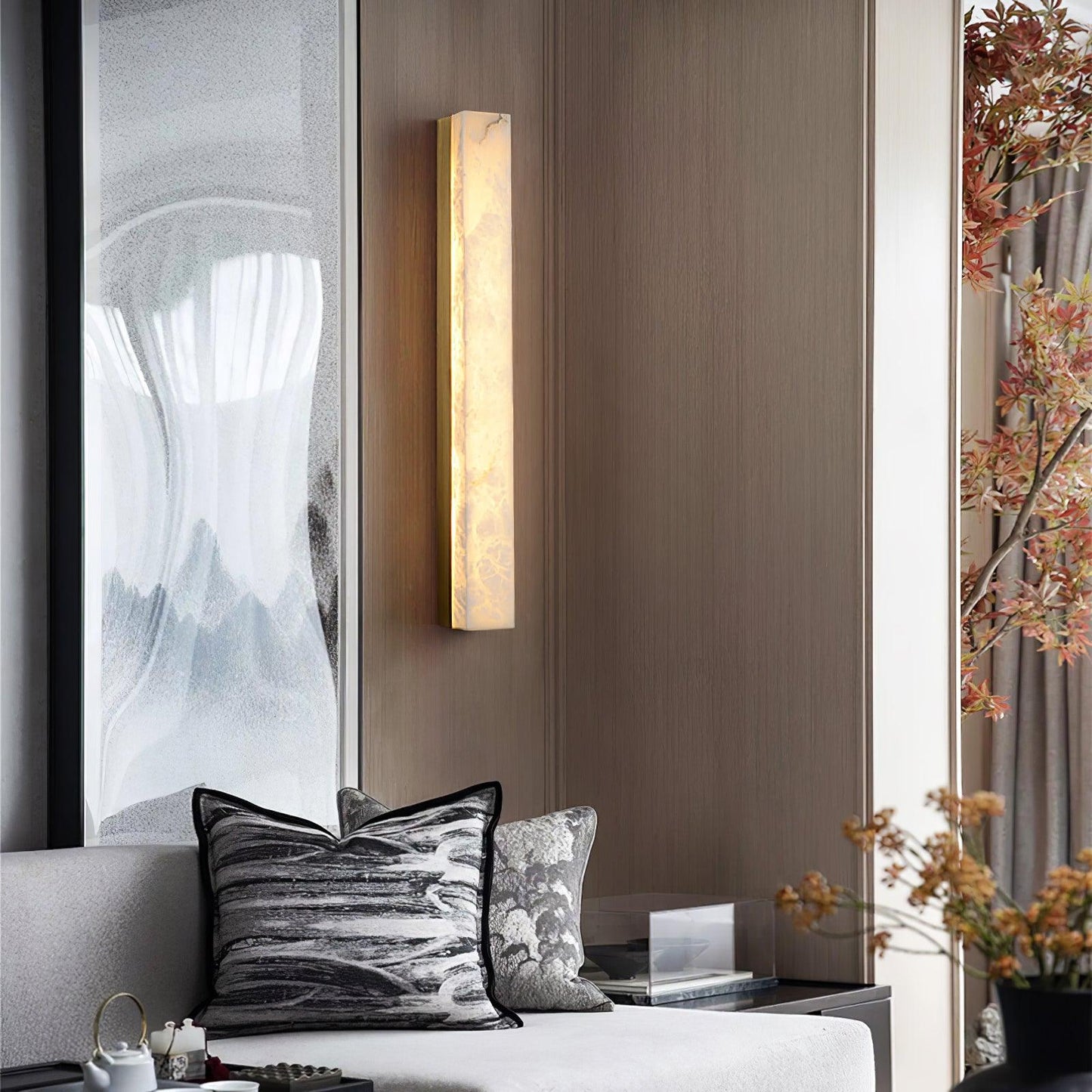 Emerson Marble Brass Wall Lamp – Adjustable Height LED Light