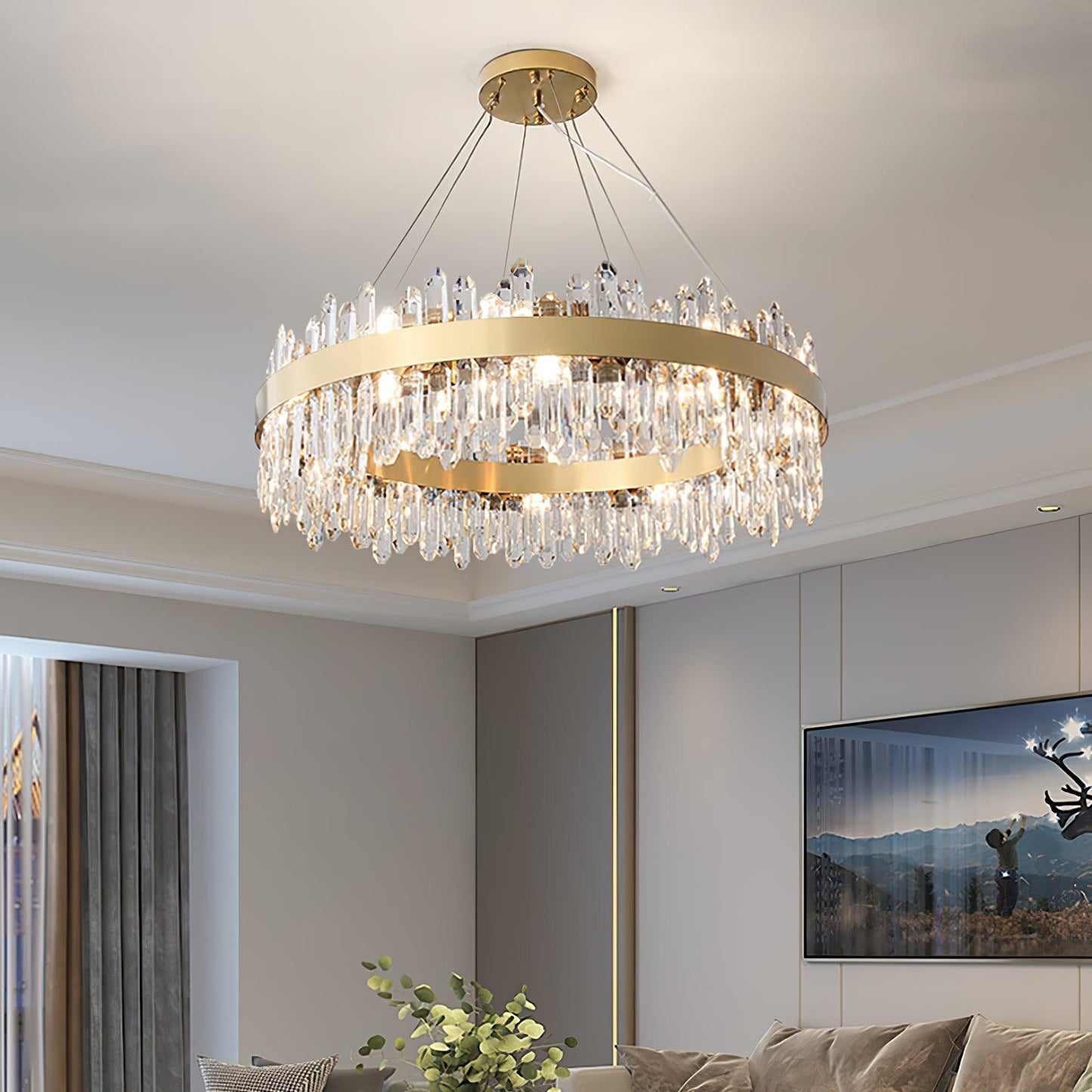Enos Gold K9 Crystal Chandelier – Elegant Ceiling Light