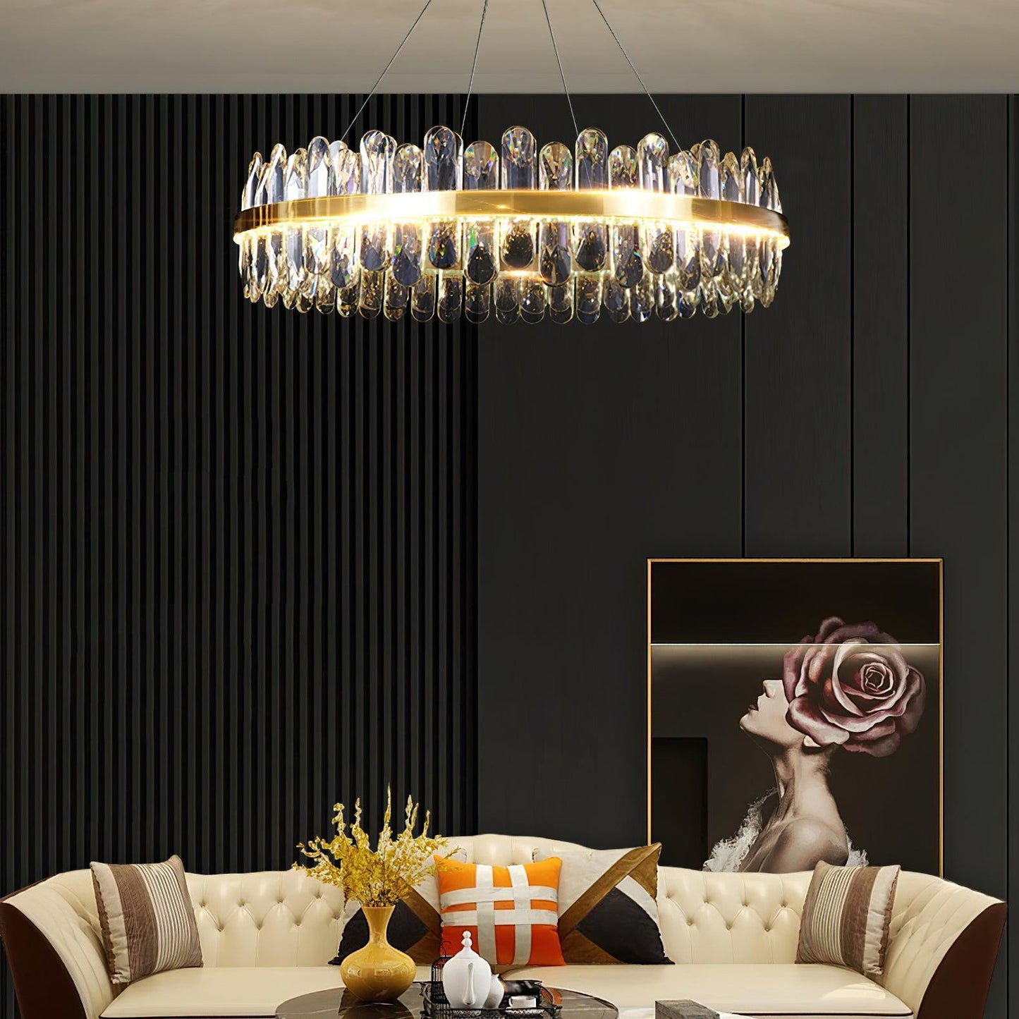 Enos Gold K9 Crystal Chandelier – Elegant Ceiling Light
