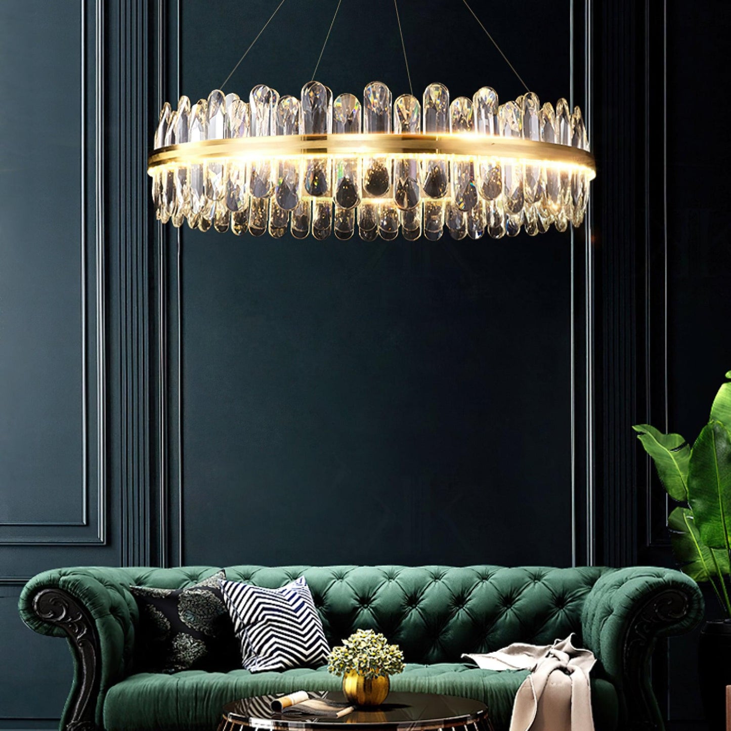 Enos Gold K9 Crystal Chandelier – Elegant Ceiling Light