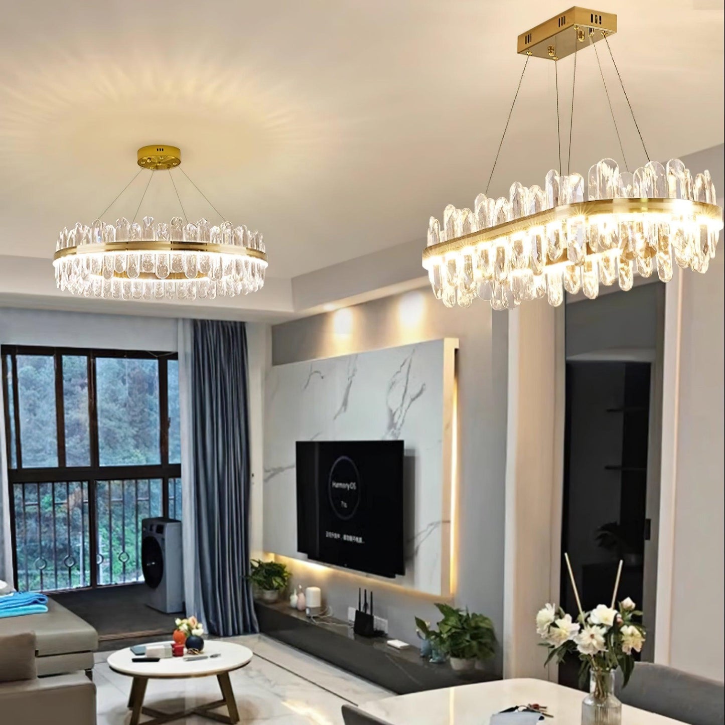 Enos Gold K9 Crystal Chandelier – Elegant Ceiling Light