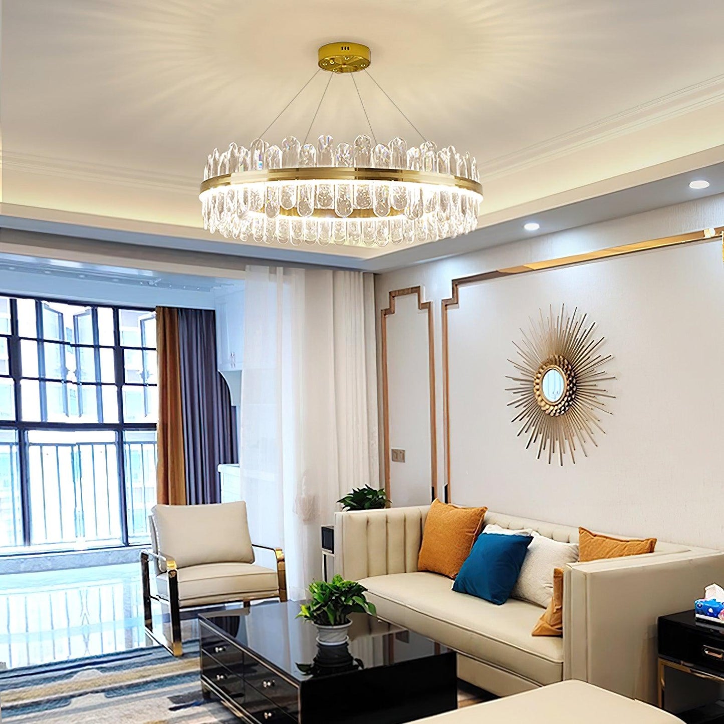 Enos Gold K9 Crystal Chandelier – Elegant Ceiling Light