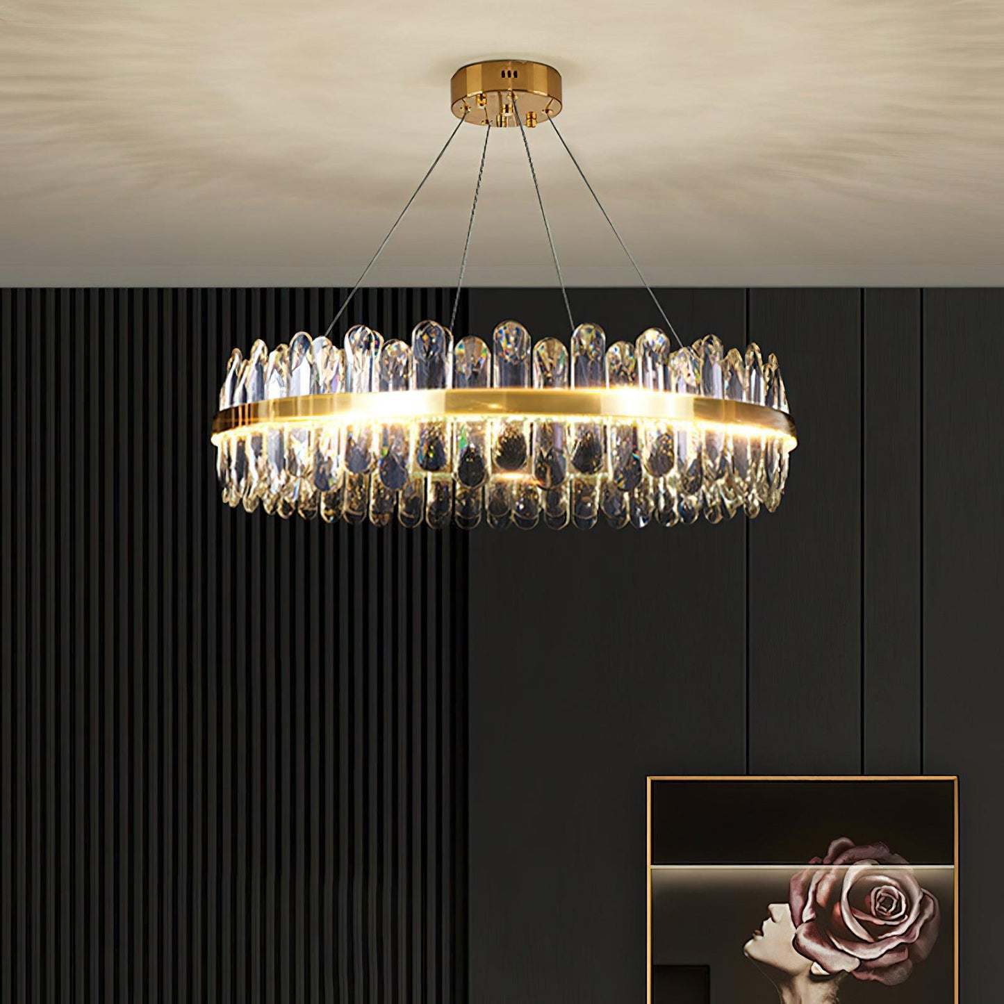 Enos Gold K9 Crystal Chandelier – Elegant Ceiling Light