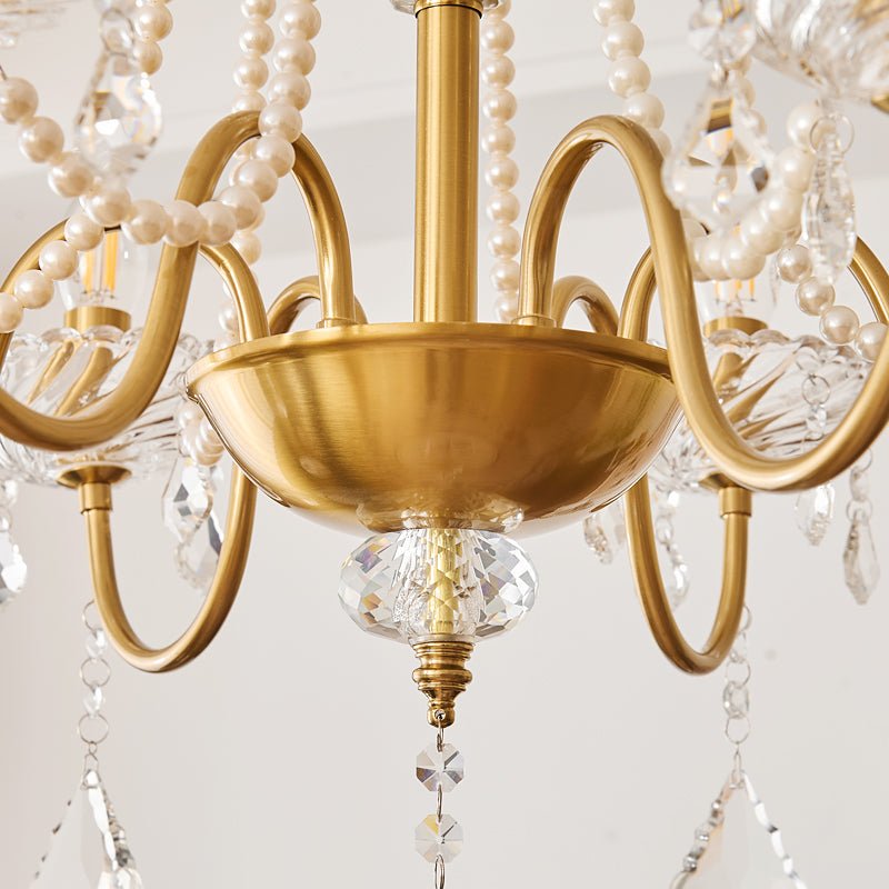 Evaria Crystal Pearl Chandelier - YIOSI