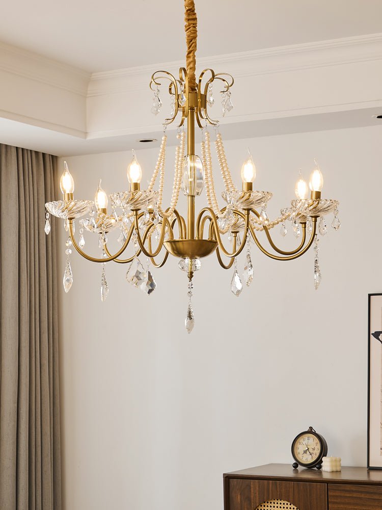 Evaria Crystal Pearl Chandelier - YIOSI
