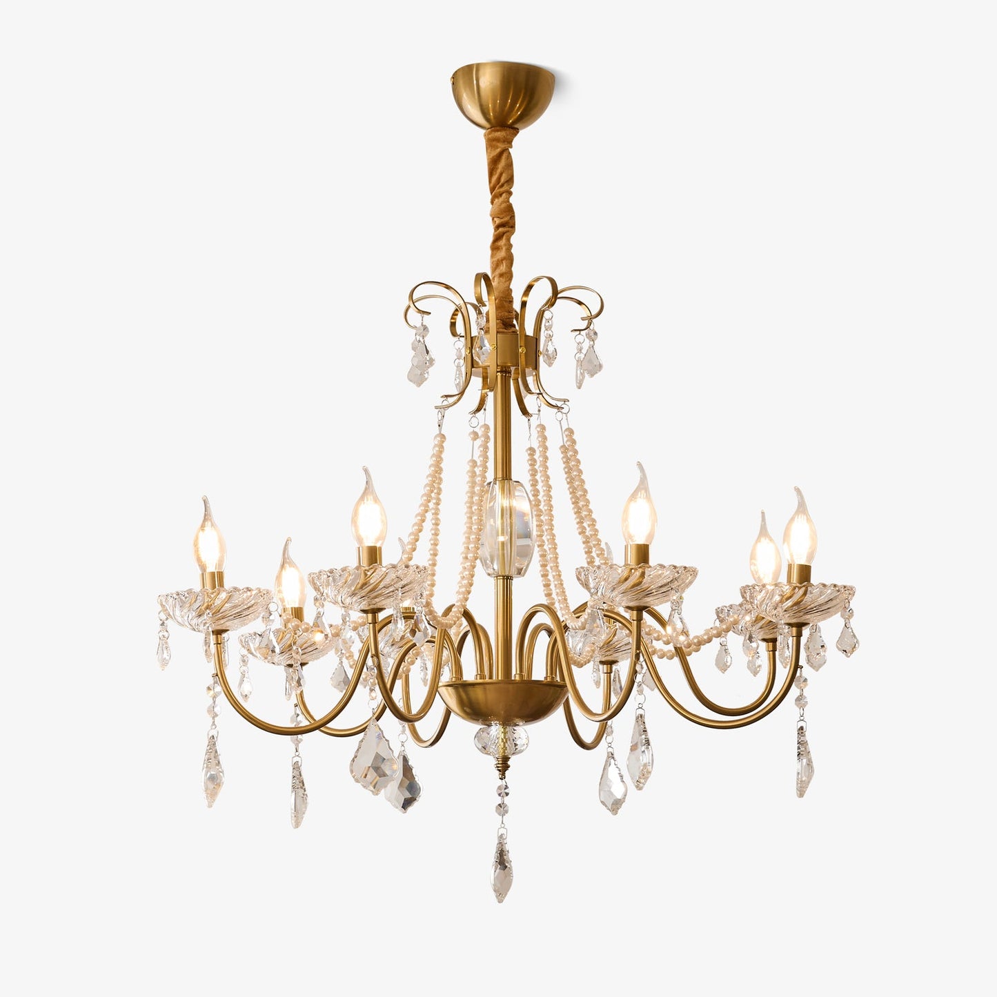 Evaria Crystal Pearl Chandelier - YIOSI