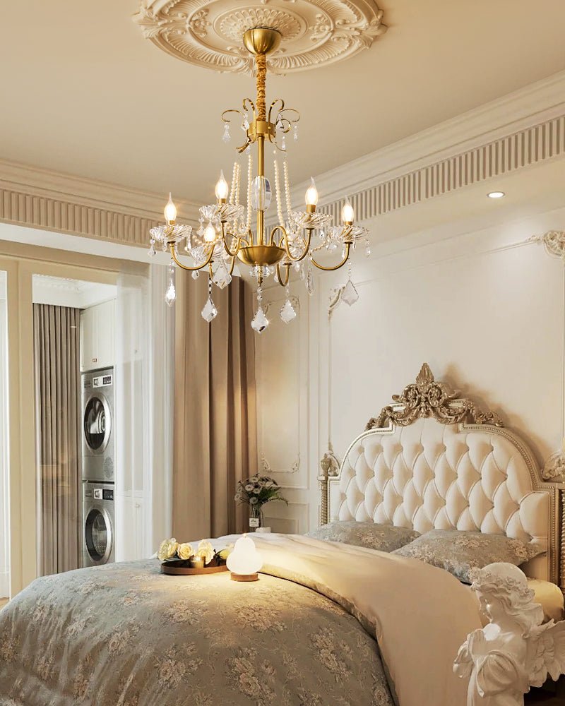 Evaria Crystal Pearl Chandelier - YIOSI