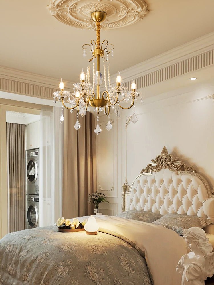 Evaria Crystal Pearl Chandelier - YIOSI