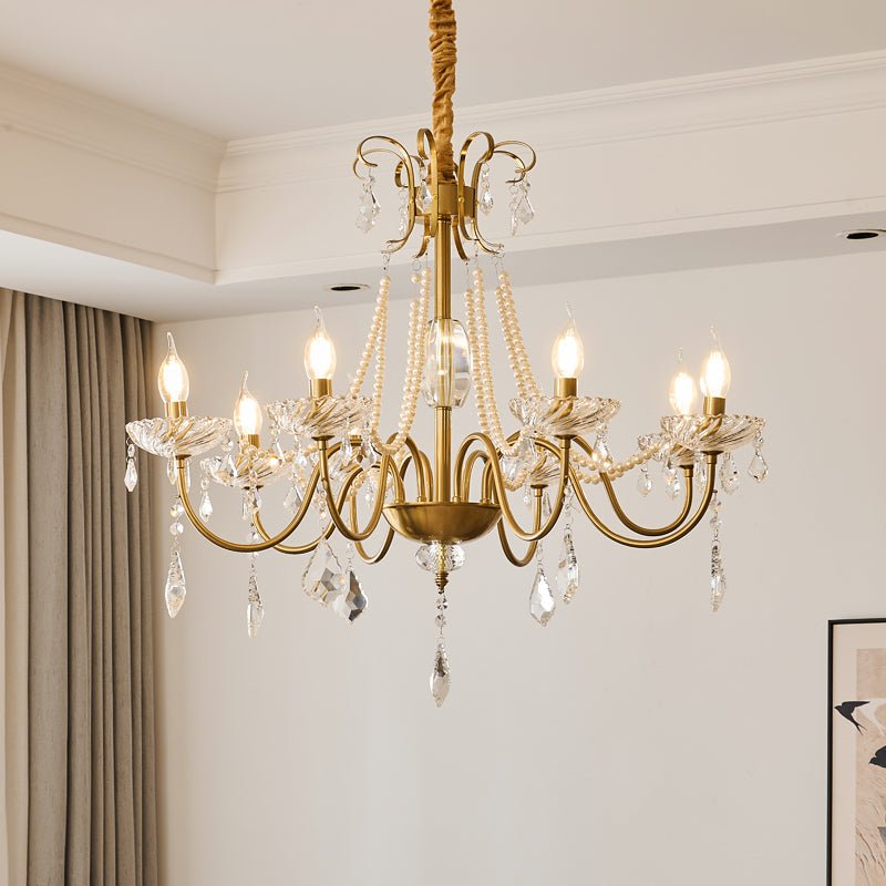 Evaria Crystal Pearl Chandelier - YIOSI
