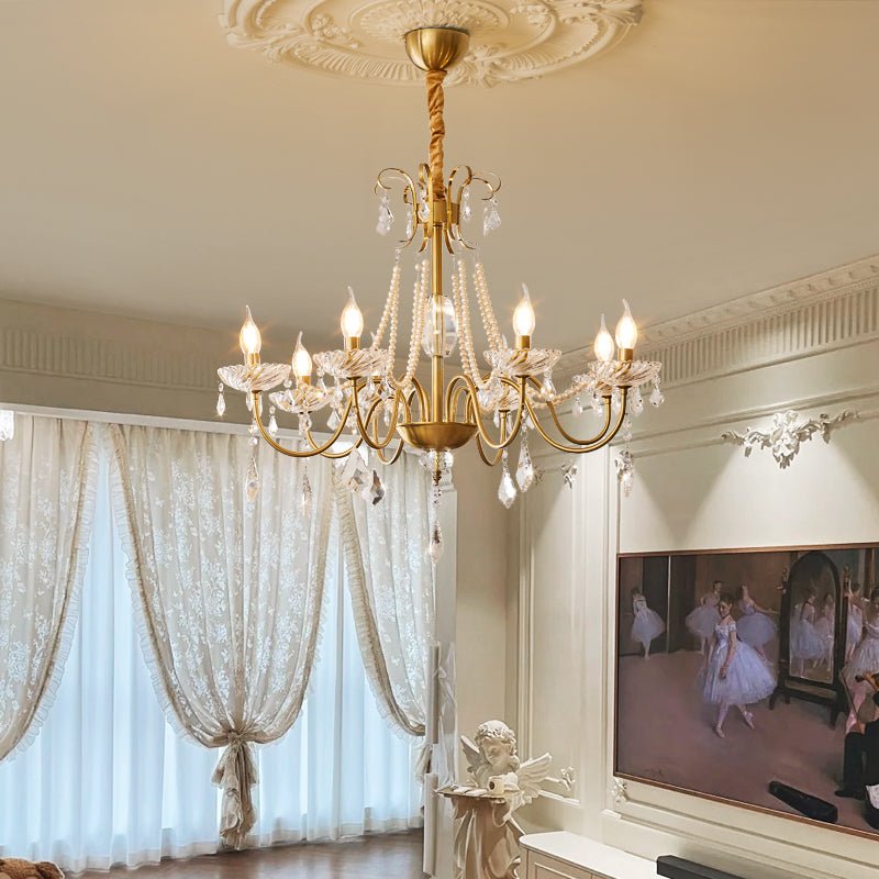 Evaria Crystal Pearl Chandelier - YIOSI
