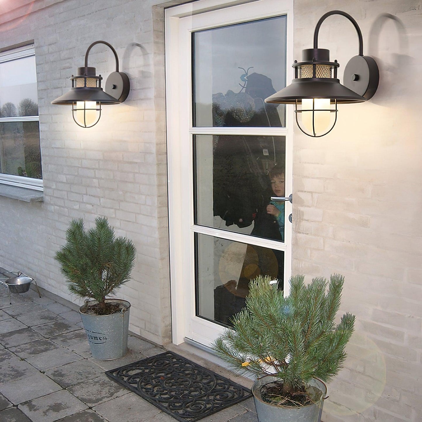 Felix Outdoor Wall Lamp – Black Frosted Glass, IP65 Waterproof, Style