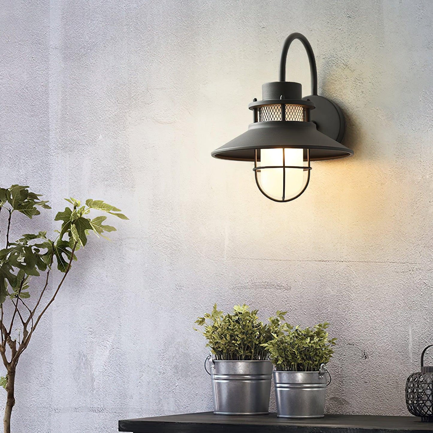 Felix Outdoor Wall Lamp – Black Frosted Glass, IP65 Waterproof, Style