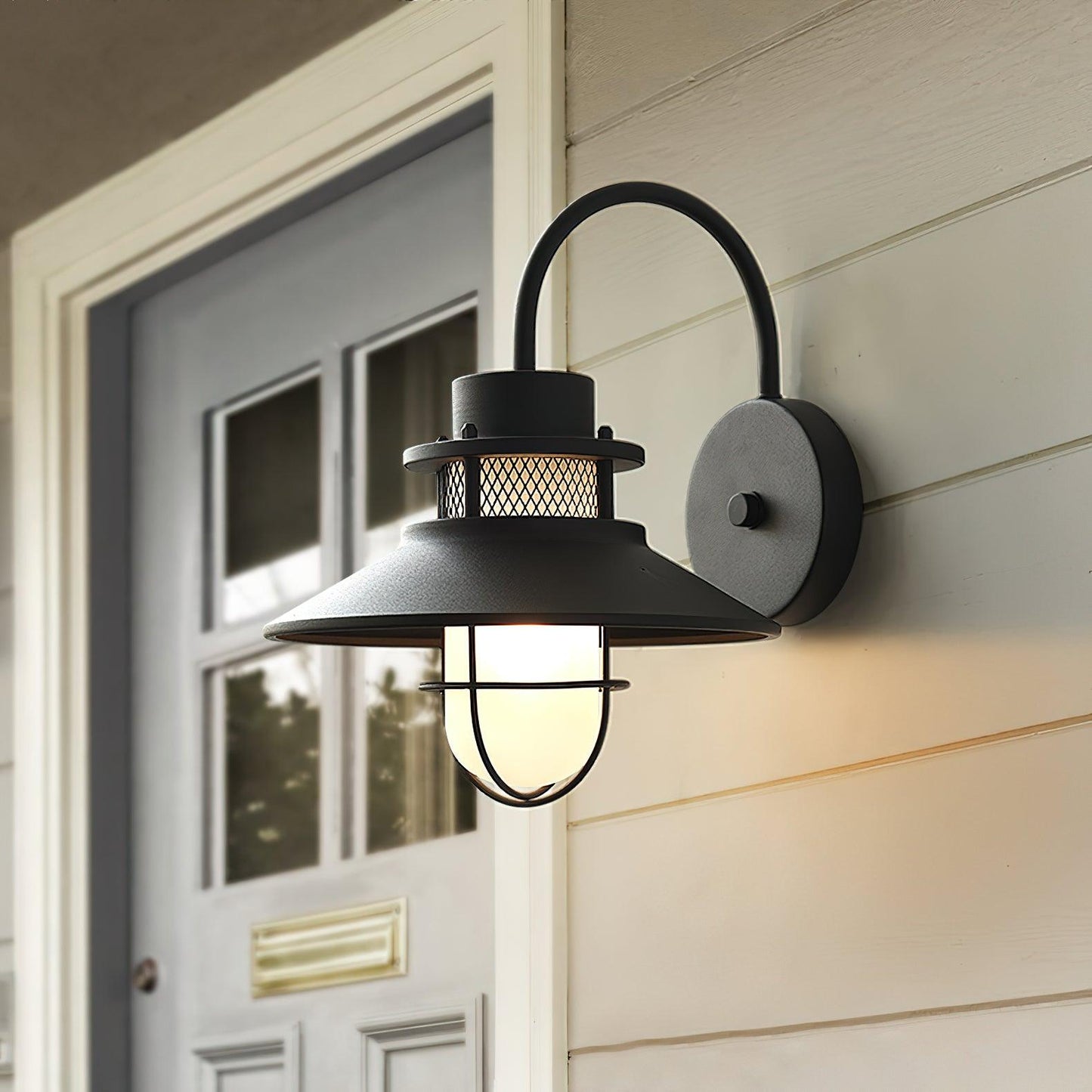 Felix Outdoor Wall Lamp – Black Frosted Glass, IP65 Waterproof, Style