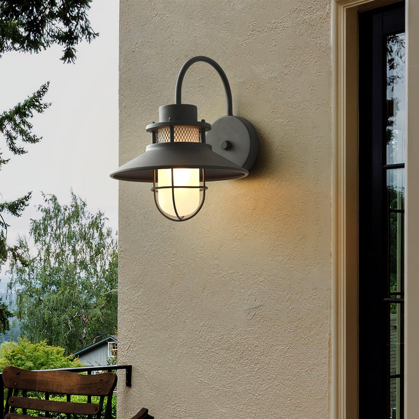 Felix Outdoor Wall Lamp – Black Frosted Glass, IP65 Waterproof, Style