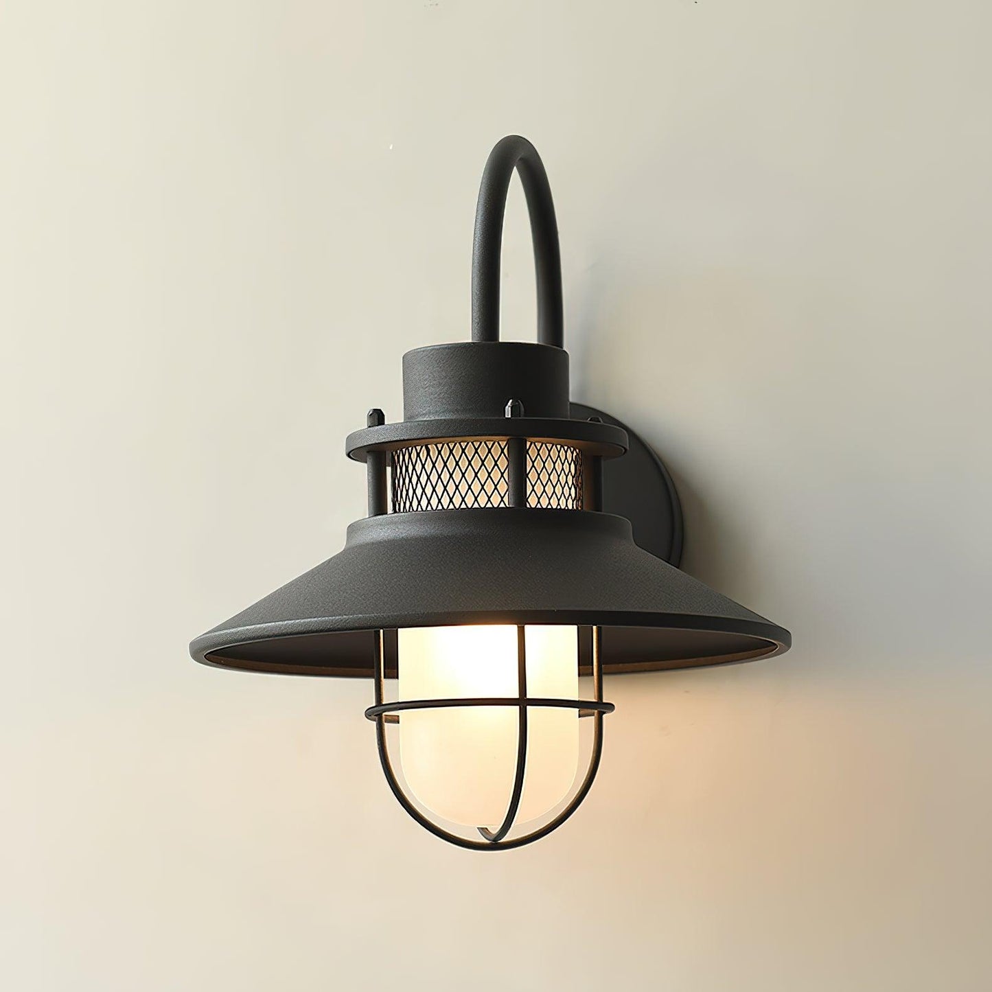 Felix Outdoor Wall Lamp – Black Frosted Glass, IP65 Waterproof, Style