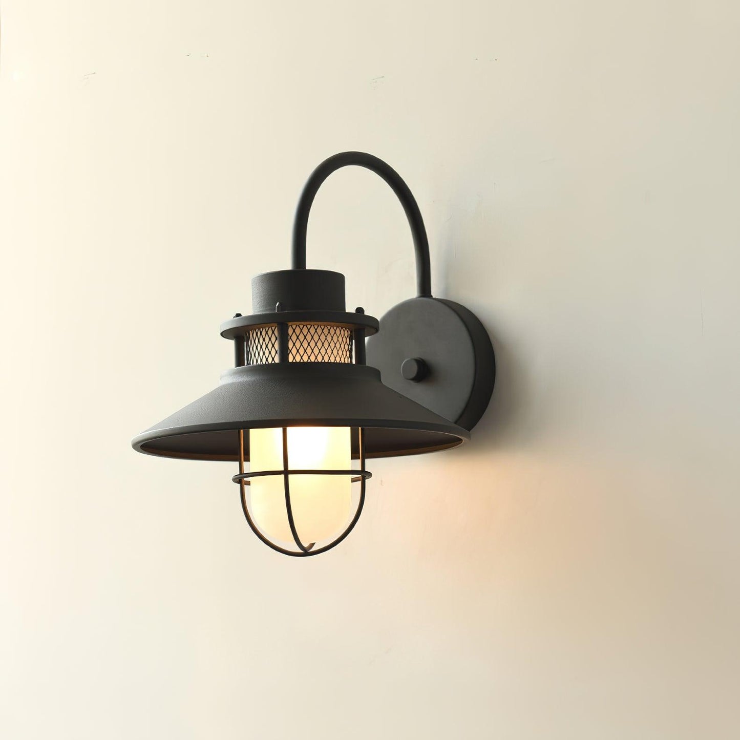Felix Outdoor Wall Lamp – Black Frosted Glass, IP65 Waterproof, Style