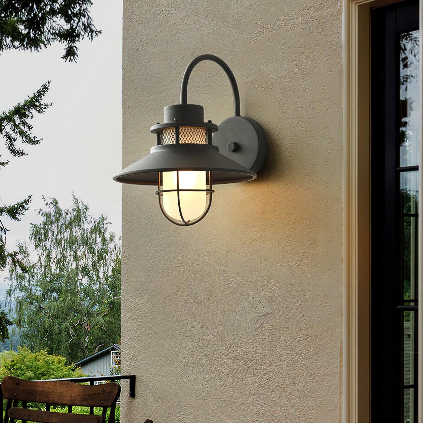 Felix Outdoor Wall Lamp – Black Frosted Glass, IP65 Waterproof, Style