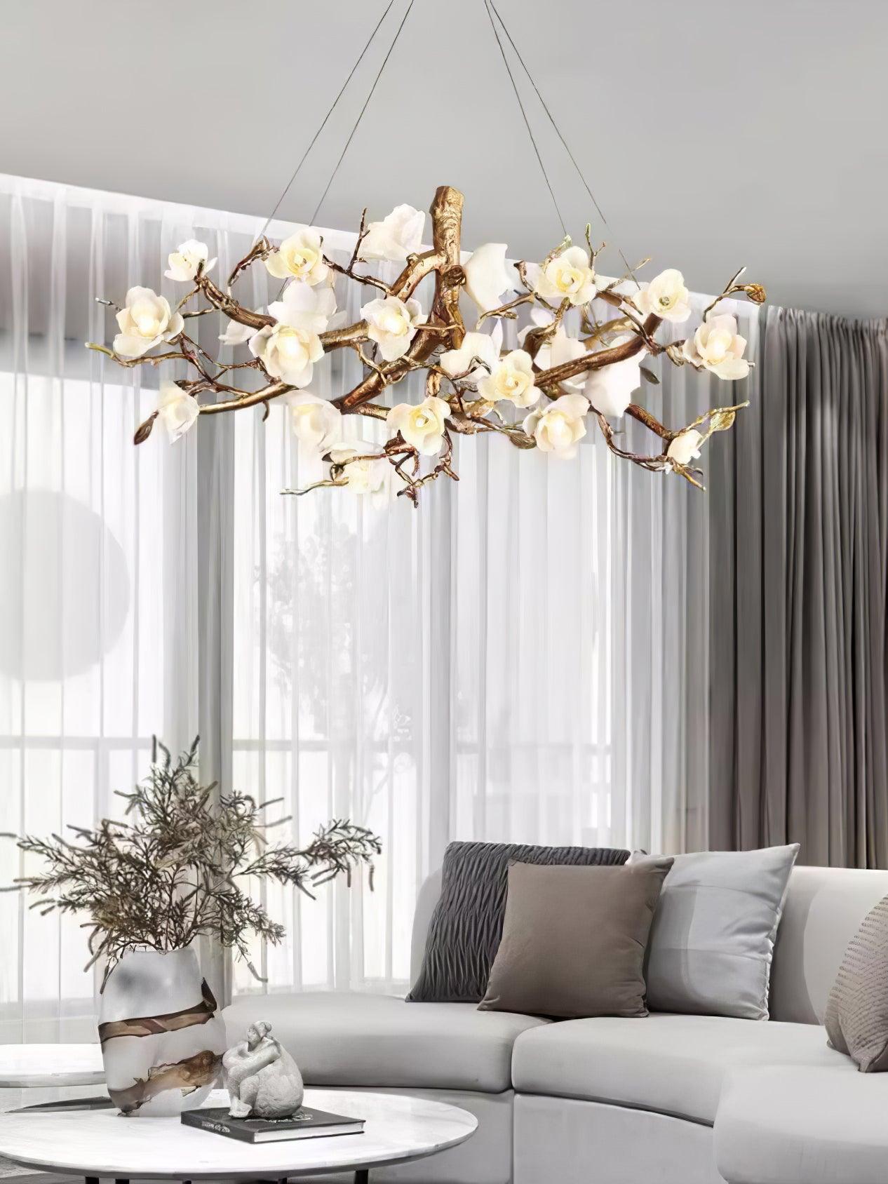 Flower Bloom Branch Brass Chandelier - YIOSI