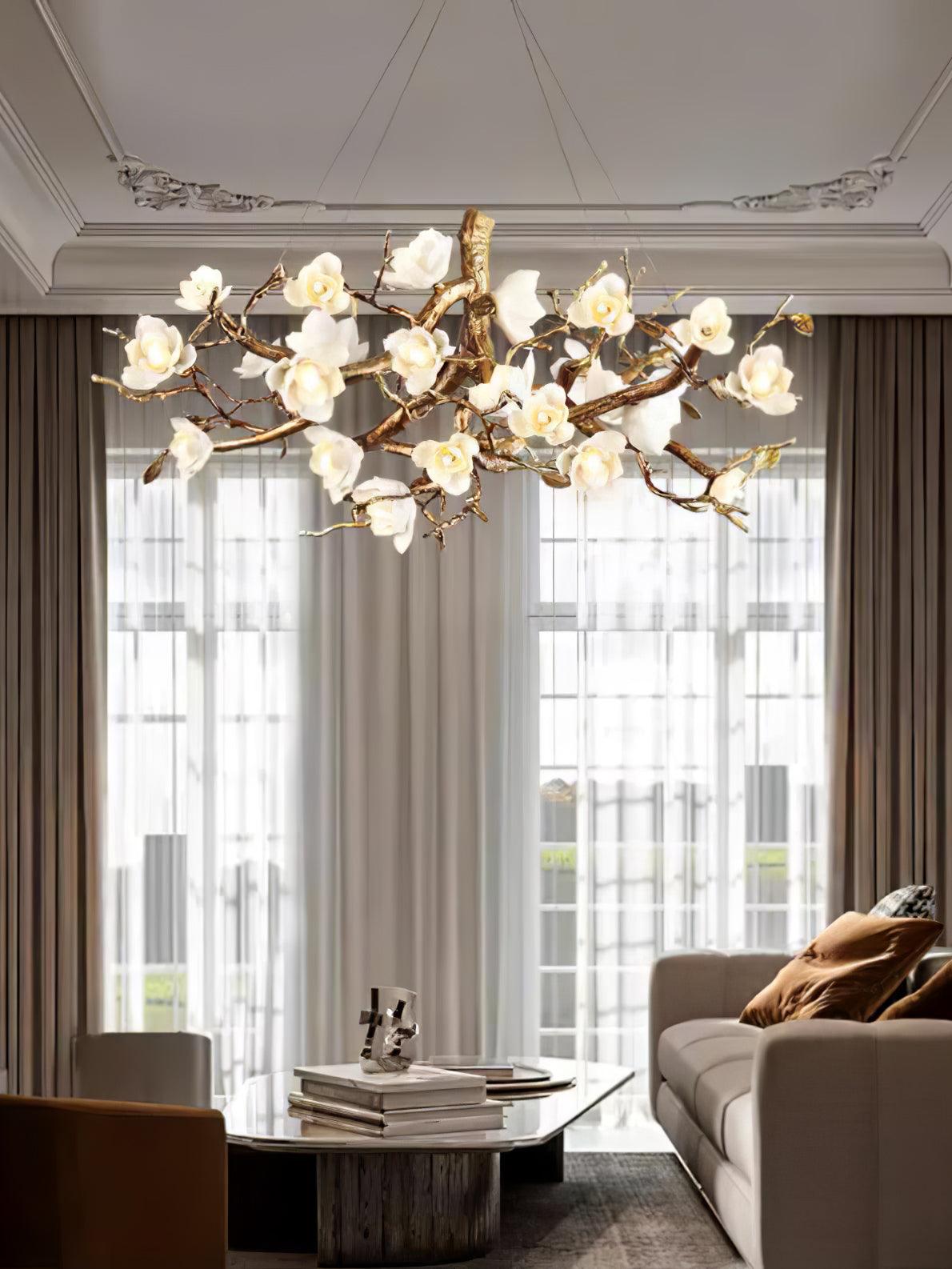 Flower Bloom Branch Brass Chandelier - YIOSI