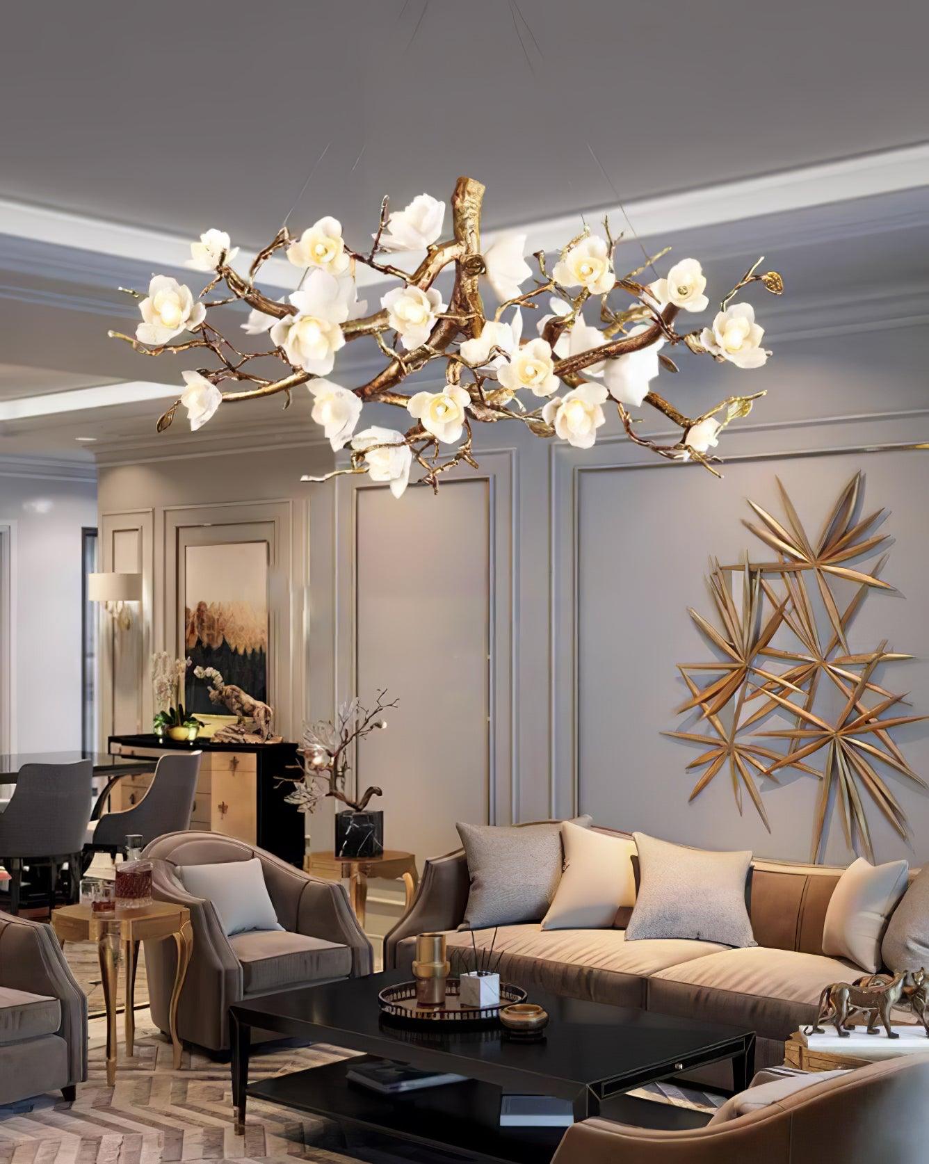 Flower Bloom Branch Brass Chandelier - YIOSI