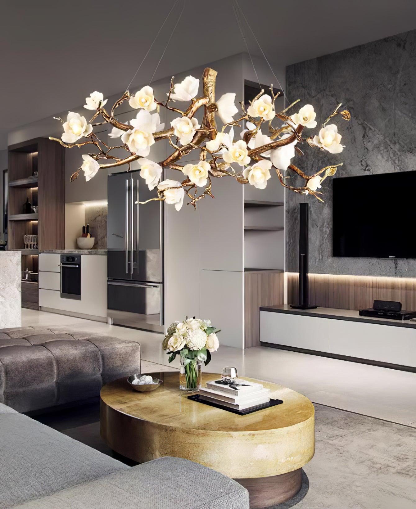 Flower Bloom Branch Brass Chandelier - YIOSI