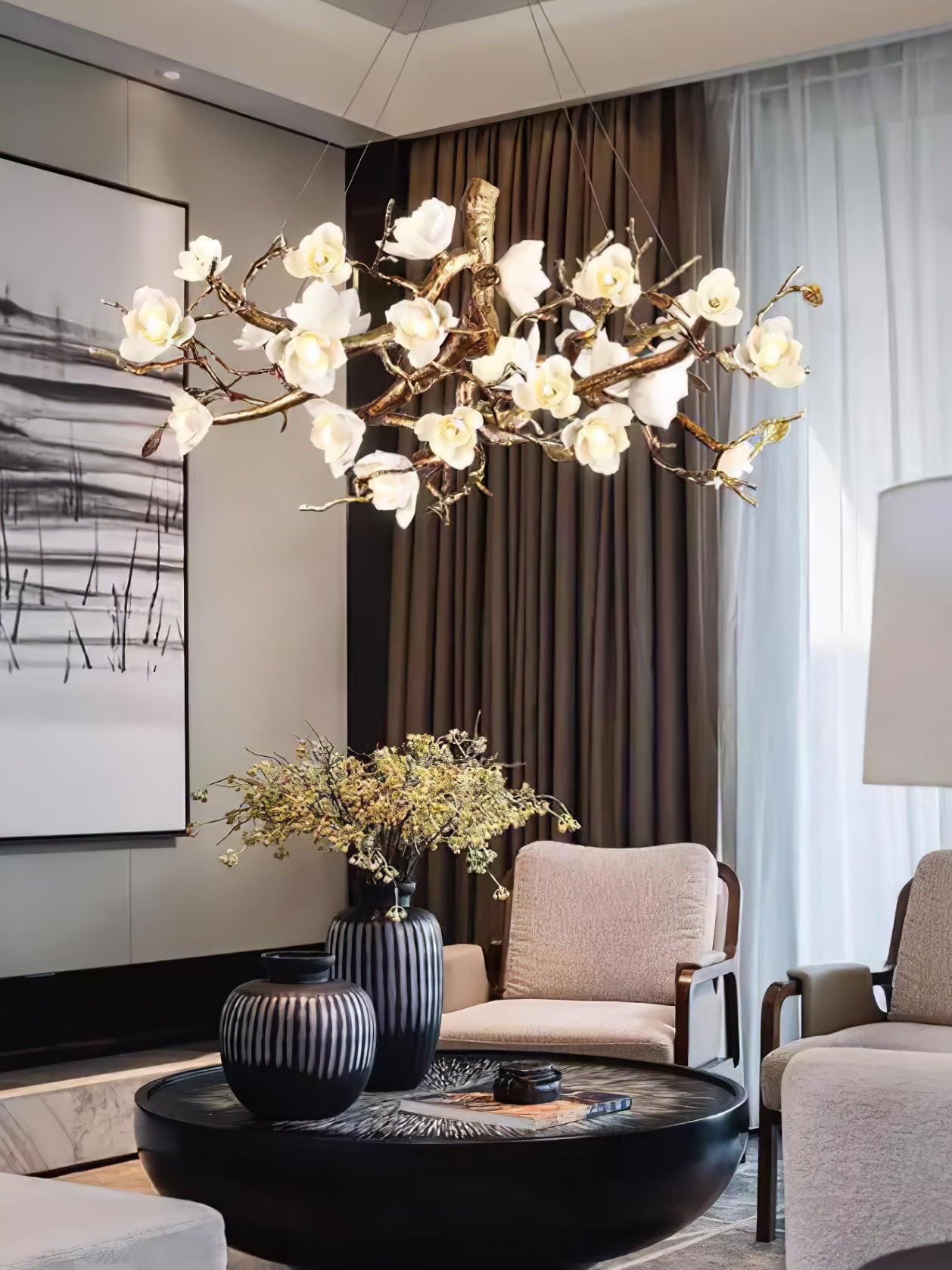 Flower Bloom Branch Brass Chandelier - YIOSI