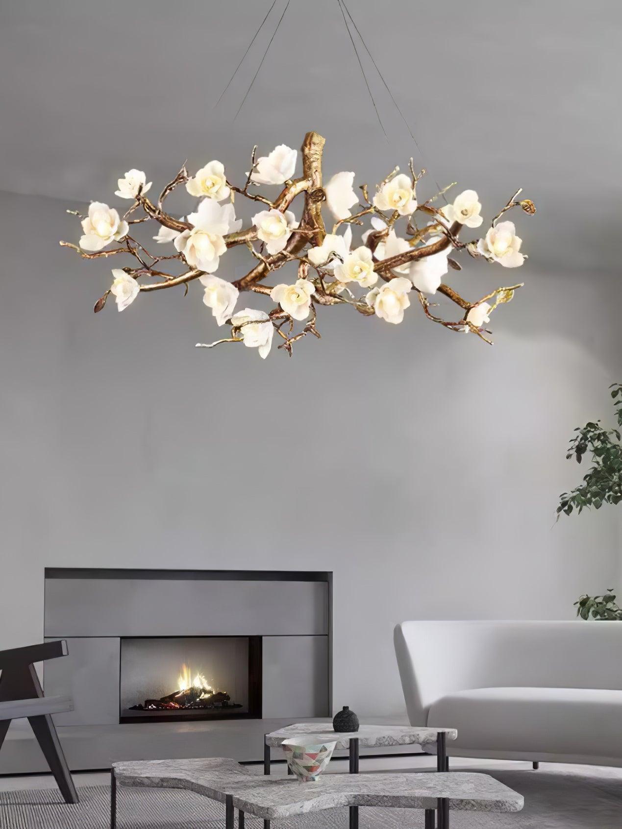 Flower Bloom Branch Brass Chandelier - YIOSI