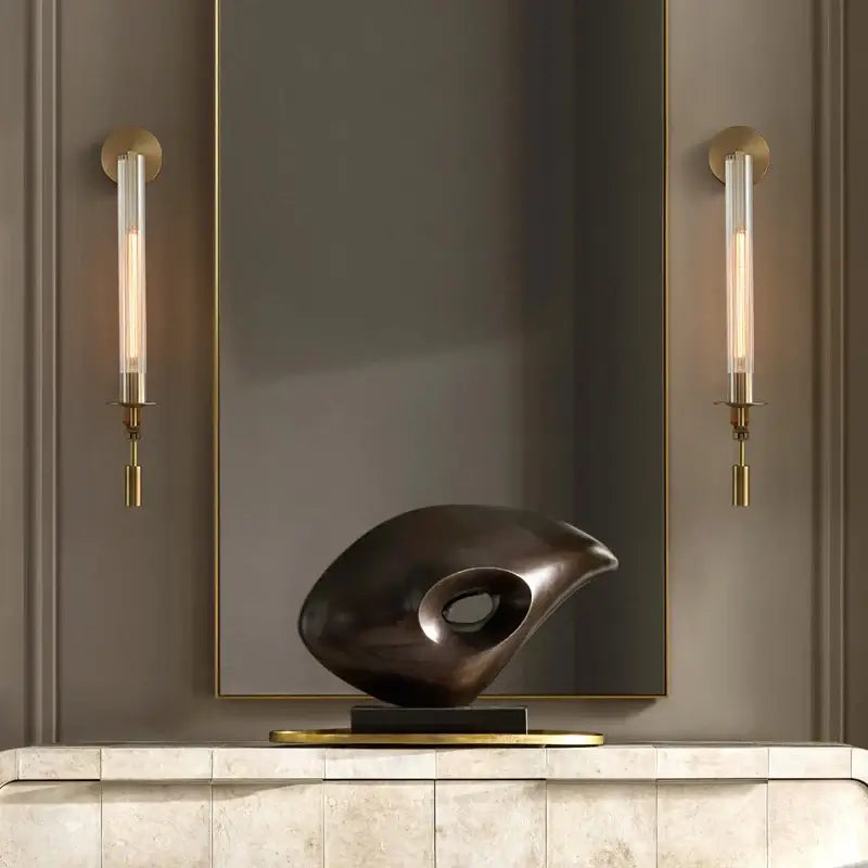 Elegant French Classicism Fontanelle Wall Lamp – Brass & Glass Sconce