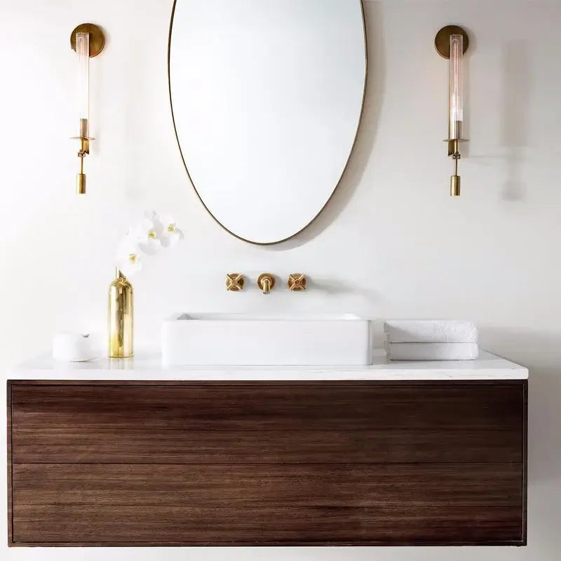 Elegant French Classicism Fontanelle Wall Lamp – Brass & Glass Sconce