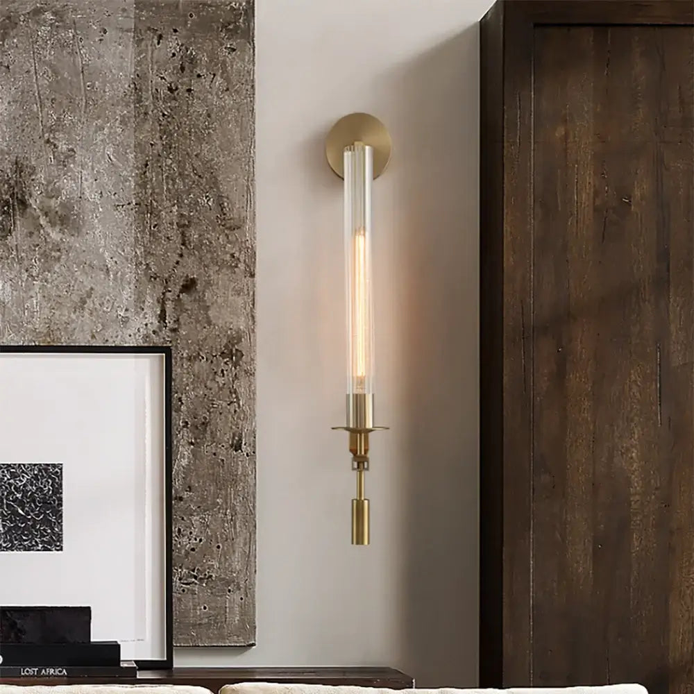 Elegant French Classicism Fontanelle Wall Lamp – Brass & Glass Sconce
