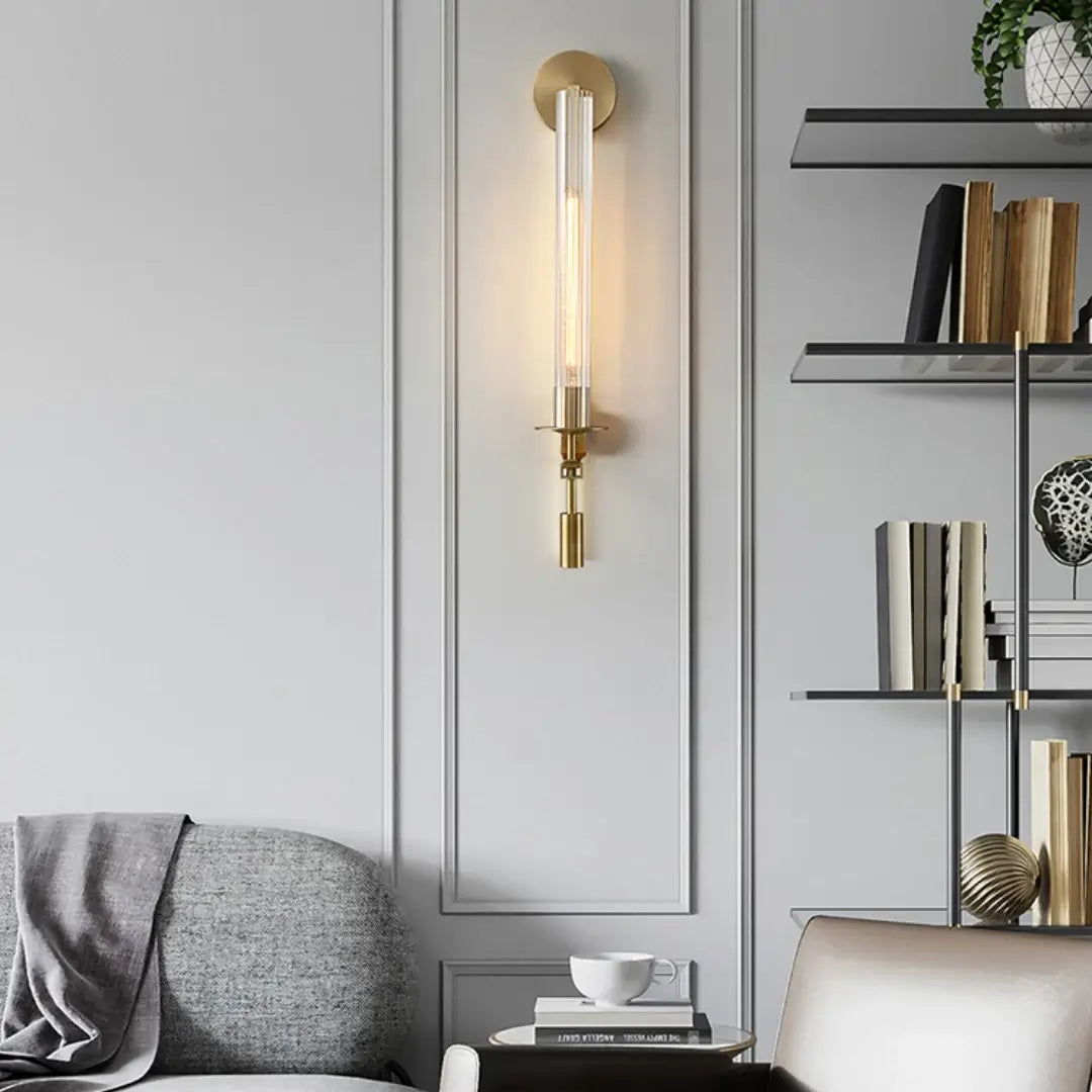 Elegant French Classicism Fontanelle Wall Lamp – Brass & Glass Sconce