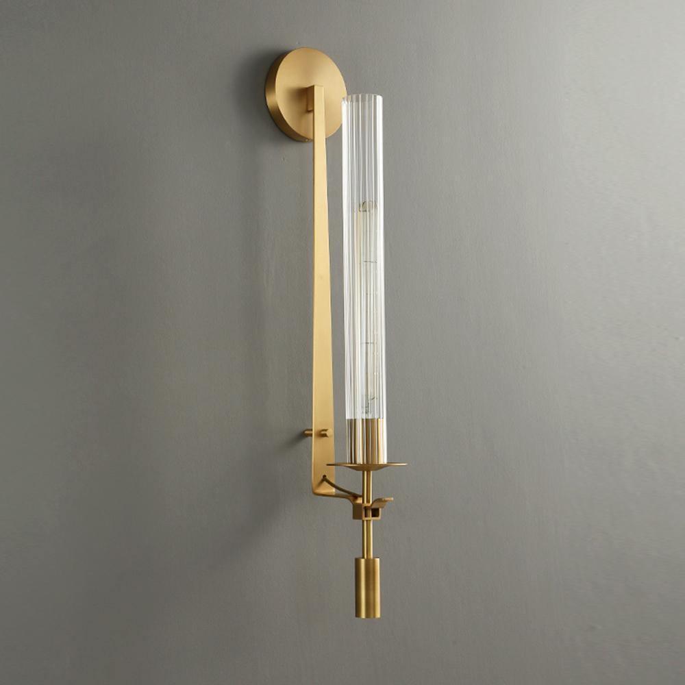 Elegant French Classicism Fontanelle Wall Lamp – Brass & Glass Sconce