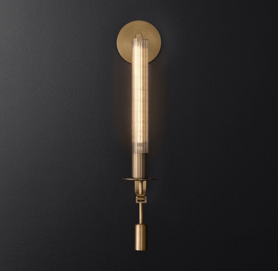 Elegant French Classicism Fontanelle Wall Lamp – Brass & Glass Sconce
