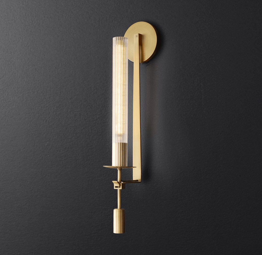 Elegant French Classicism Fontanelle Wall Lamp – Brass & Glass Sconce
