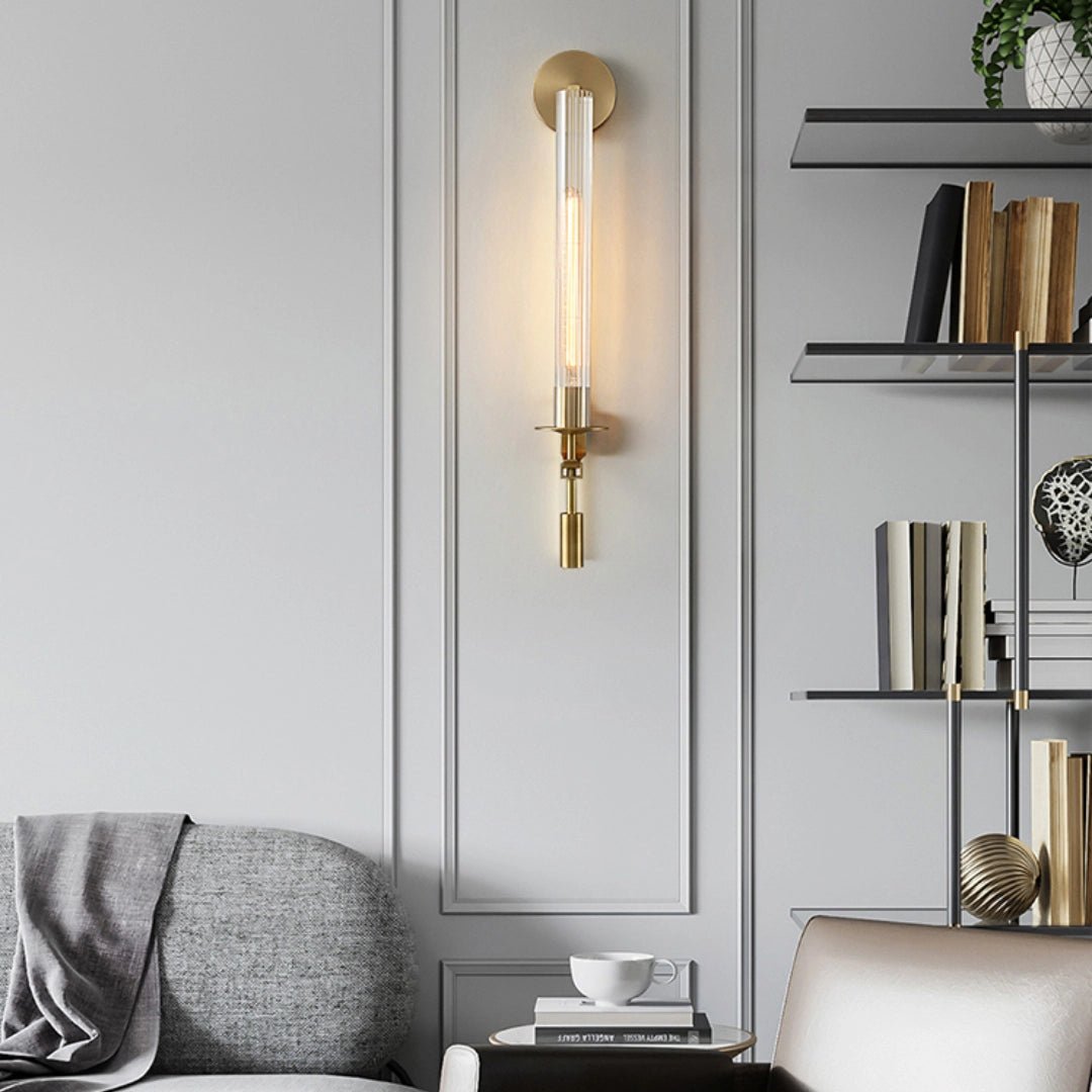 Elegant French Classicism Fontanelle Wall Lamp – Brass & Glass Sconce