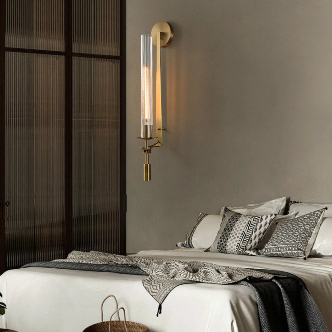 Elegant French Classicism Fontanelle Wall Lamp – Brass & Glass Sconce