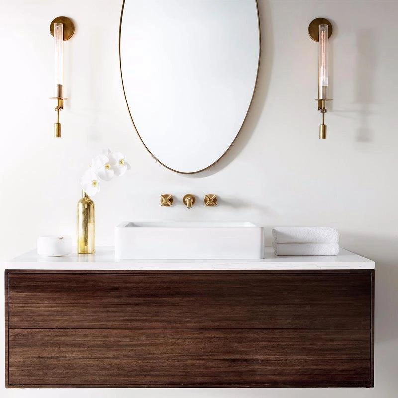 Elegant French Classicism Fontanelle Wall Lamp – Brass & Glass Sconce