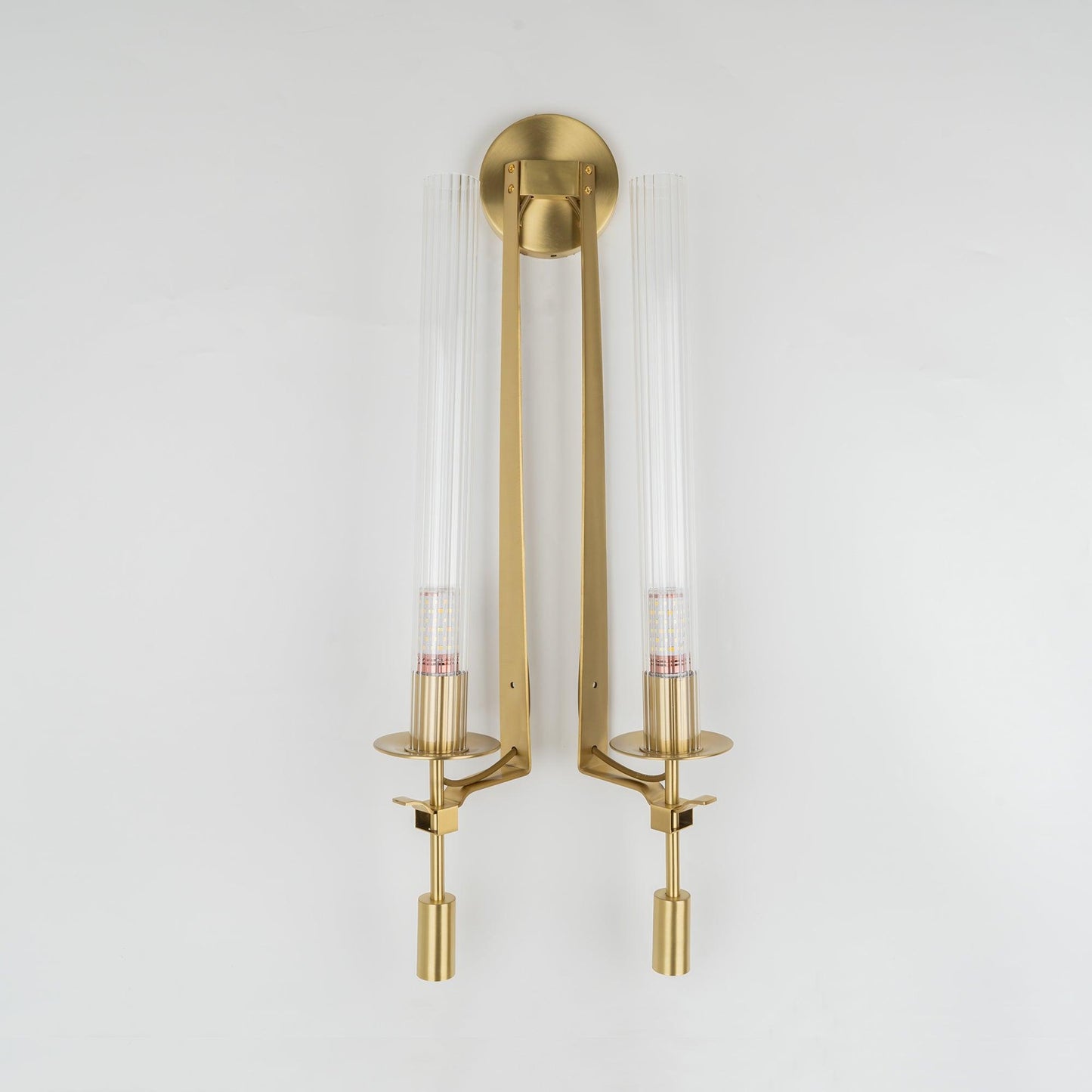 Elegant French Classicism Fontanelle Wall Lamp – Brass & Glass Sconce