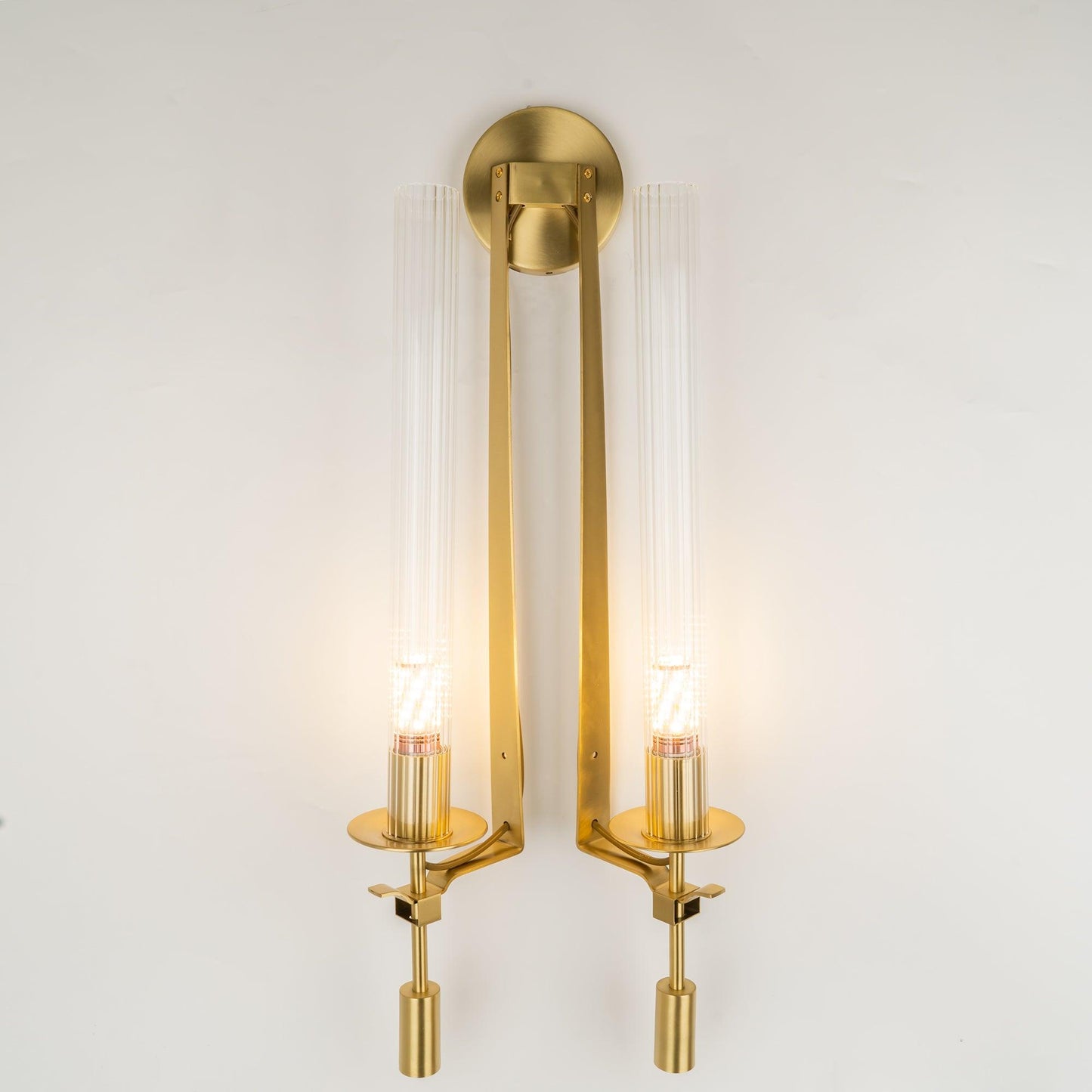 Elegant French Classicism Fontanelle Wall Lamp – Brass & Glass Sconce