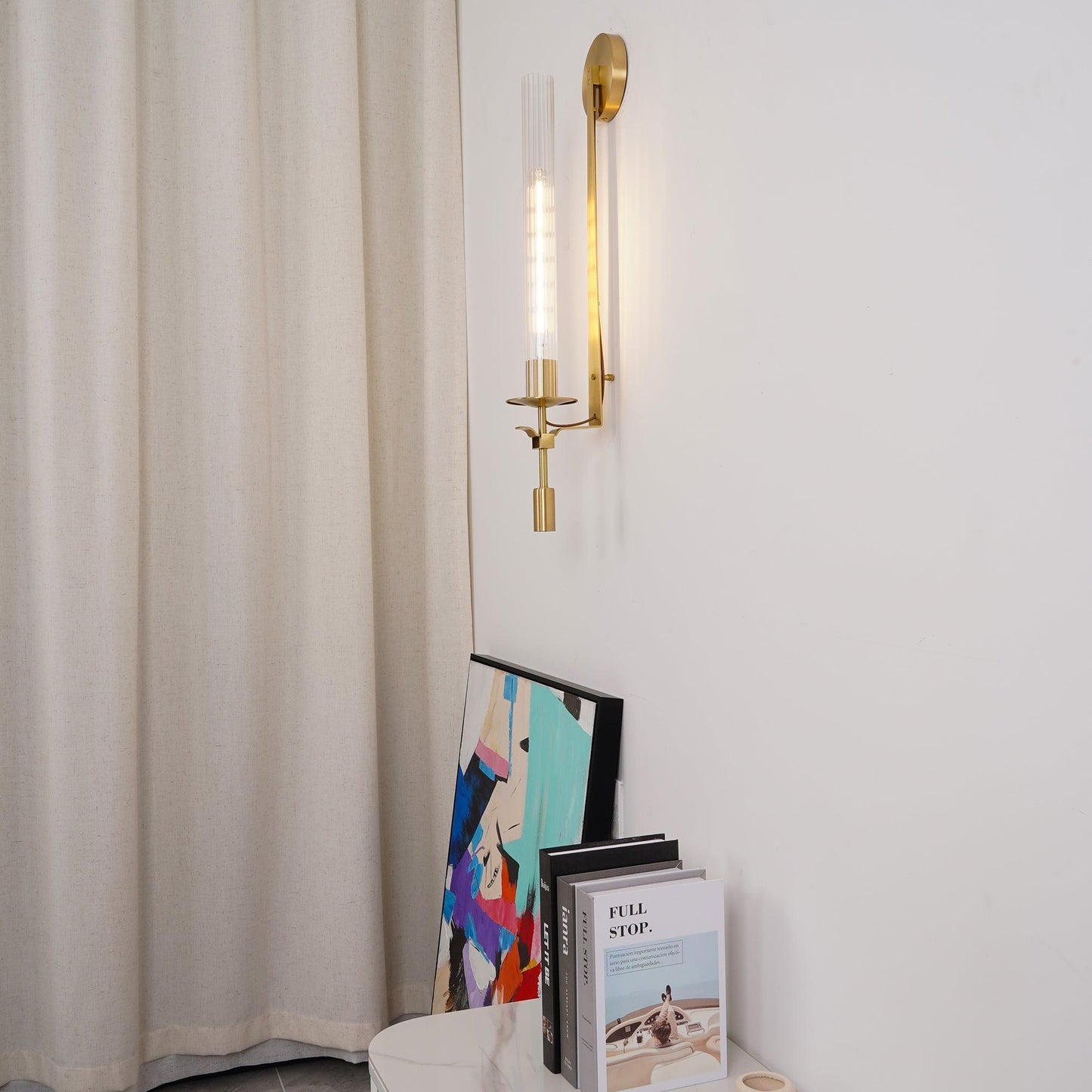 Elegant French Classicism Fontanelle Wall Lamp – Brass & Glass Sconce