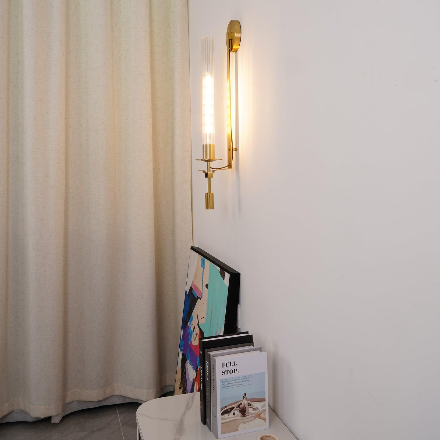 Elegant French Classicism Fontanelle Wall Lamp – Brass & Glass Sconce