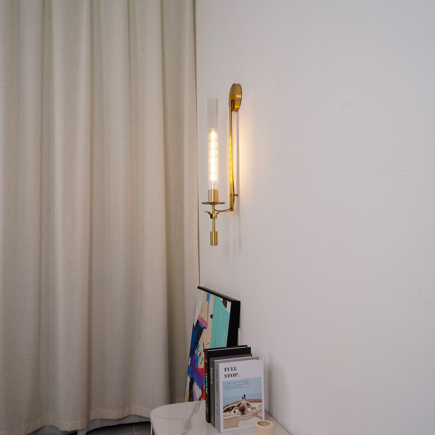 Elegant French Classicism Fontanelle Wall Lamp – Brass & Glass Sconce