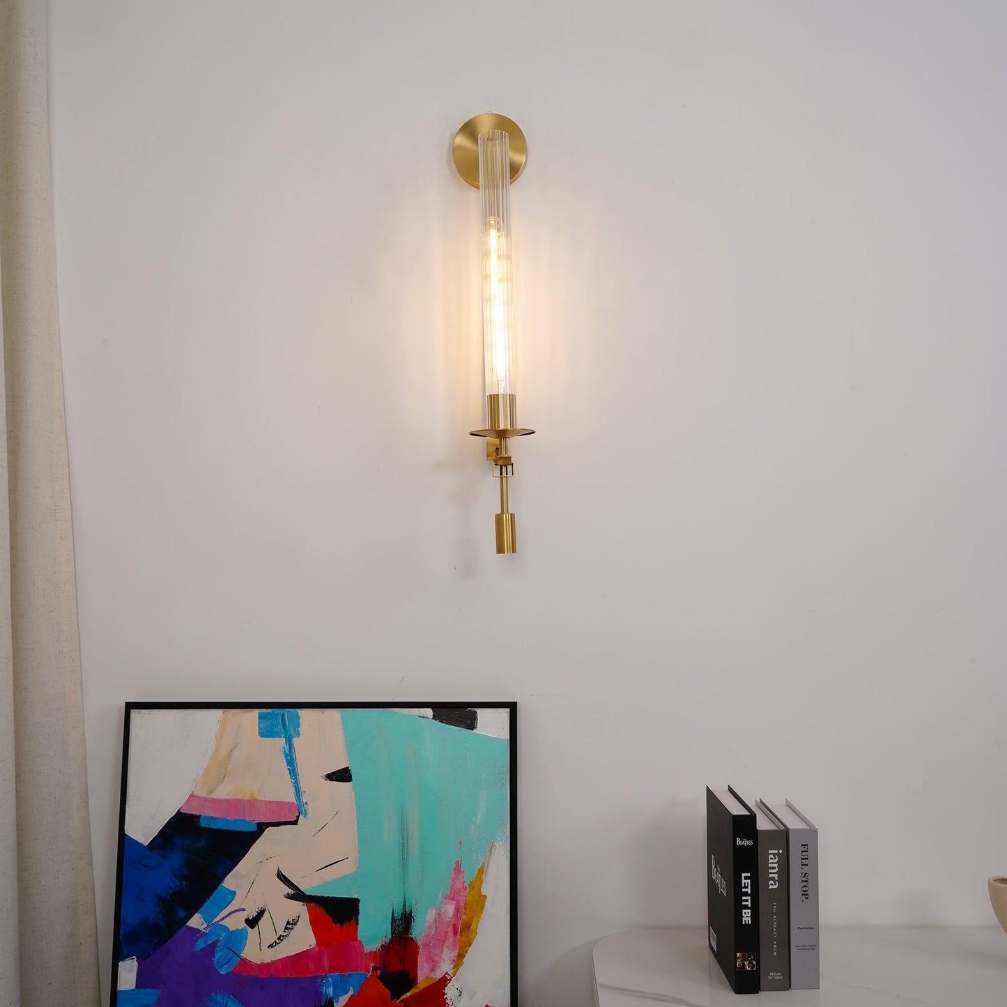 Elegant French Classicism Fontanelle Wall Lamp – Brass & Glass Sconce
