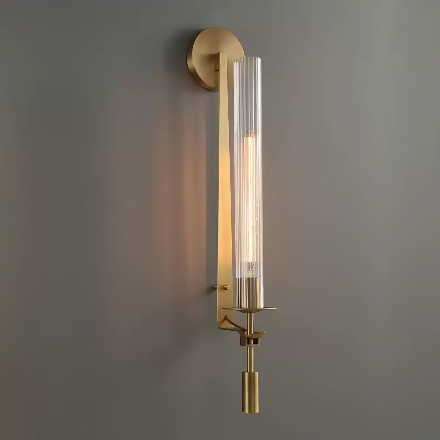 Elegant French Classicism Fontanelle Wall Lamp – Brass & Glass Sconce