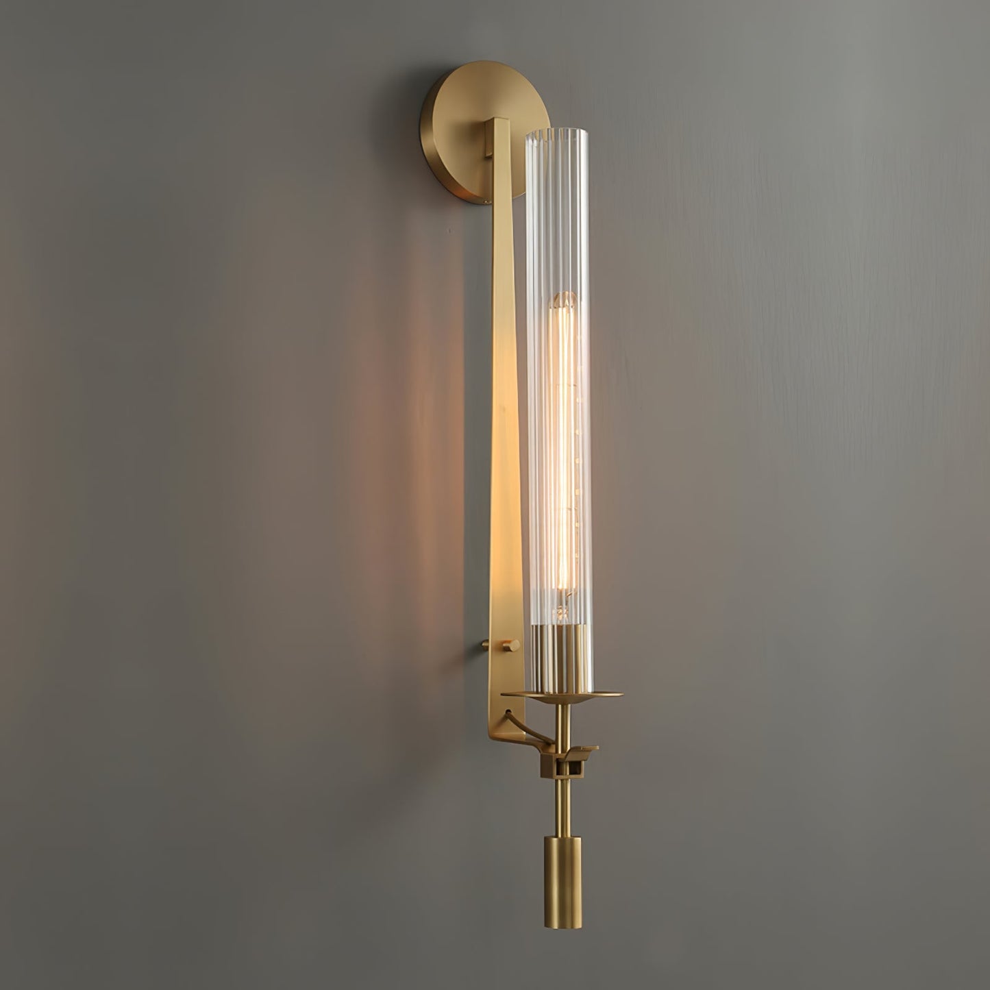 Elegant French Classicism Fontanelle Wall Lamp – Brass & Glass Sconce